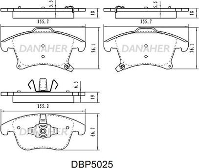 Danaher DBP5025 - Тормозные колодки, дисковые, комплект autospares.lv