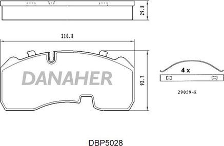 Danaher DBP5028 - Тормозные колодки, дисковые, комплект autospares.lv