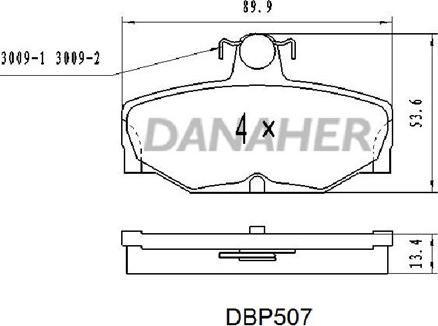 Danaher DBP507 - Тормозные колодки, дисковые, комплект autospares.lv