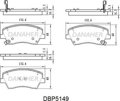 Danaher DBP5149 - Тормозные колодки, дисковые, комплект autospares.lv