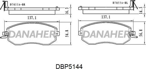 Danaher DBP5144 - Тормозные колодки, дисковые, комплект autospares.lv