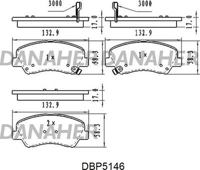 Danaher DBP5146 - Тормозные колодки, дисковые, комплект autospares.lv