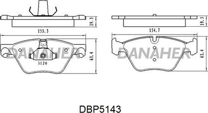 Danaher DBP5143 - Тормозные колодки, дисковые, комплект autospares.lv