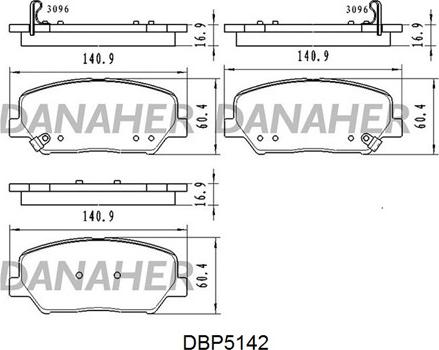 Danaher DBP5142 - Тормозные колодки, дисковые, комплект autospares.lv