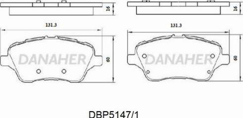 Danaher DBP5147/1 - Тормозные колодки, дисковые, комплект autospares.lv