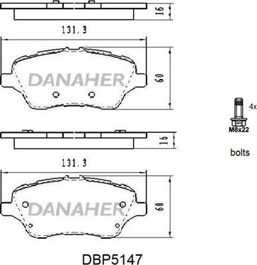 Danaher DBP5147 - Тормозные колодки, дисковые, комплект autospares.lv