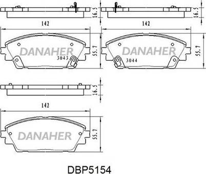 Danaher DBP5154 - Тормозные колодки, дисковые, комплект autospares.lv