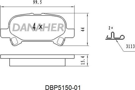 Danaher DBP5150-01 - Тормозные колодки, дисковые, комплект autospares.lv