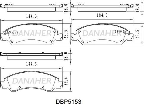 Danaher DBP5153 - Тормозные колодки, дисковые, комплект autospares.lv