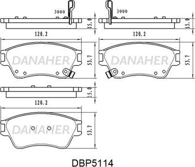 Danaher DBP5114 - Тормозные колодки, дисковые, комплект autospares.lv