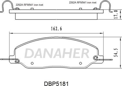 Danaher DBP5181 - Тормозные колодки, дисковые, комплект autospares.lv