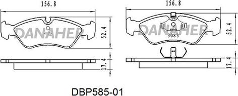 Danaher DBP585-01 - Тормозные колодки, дисковые, комплект autospares.lv