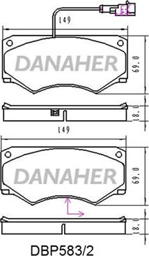 Danaher DBP583/2 - Тормозные колодки, дисковые, комплект autospares.lv