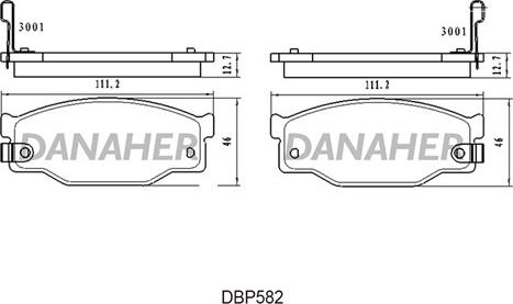 Danaher DBP582 - Тормозные колодки, дисковые, комплект autospares.lv