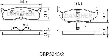 Danaher DBP5343/2 - Тормозные колодки, дисковые, комплект autospares.lv