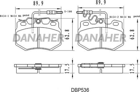 Danaher DBP536 - Тормозные колодки, дисковые, комплект autospares.lv