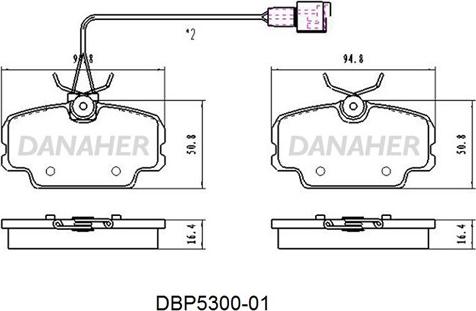 Danaher DBP5300-01 - Тормозные колодки, дисковые, комплект autospares.lv