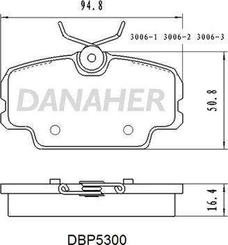 Danaher DBP5300 - Тормозные колодки, дисковые, комплект autospares.lv