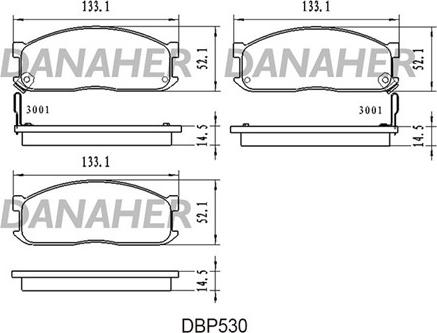 Danaher DBP530 - Тормозные колодки, дисковые, комплект autospares.lv