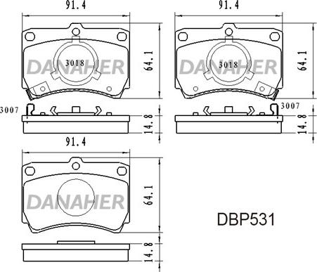 Danaher DBP531 - Тормозные колодки, дисковые, комплект autospares.lv