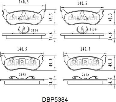 Danaher DBP5384 - Тормозные колодки, дисковые, комплект autospares.lv