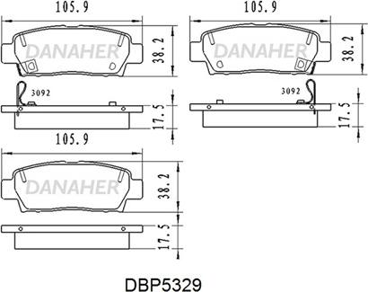 Danaher DBP5329 - Тормозные колодки, дисковые, комплект autospares.lv