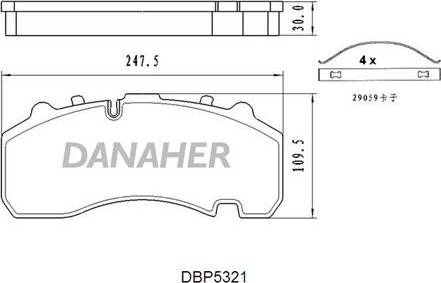 Danaher DBP5321 - Тормозные колодки, дисковые, комплект autospares.lv