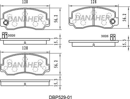 Danaher DBP529-01 - Тормозные колодки, дисковые, комплект autospares.lv