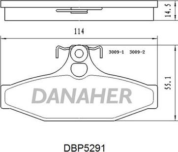 Danaher DBP5291 - Тормозные колодки, дисковые, комплект autospares.lv