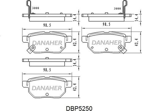 Danaher DBP5250 - Тормозные колодки, дисковые, комплект autospares.lv