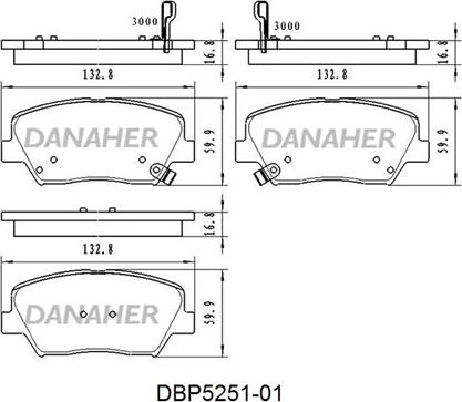 Danaher DBP5251-01 - Тормозные колодки, дисковые, комплект autospares.lv