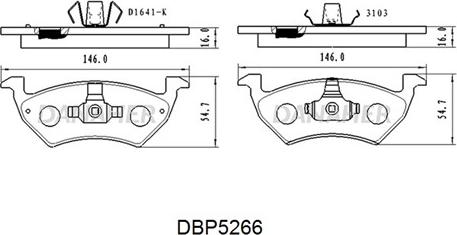 Danaher DBP5266 - Тормозные колодки, дисковые, комплект autospares.lv