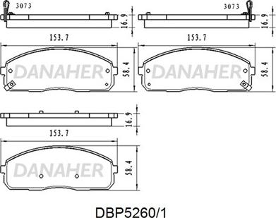 Danaher DBP5260/1 - Тормозные колодки, дисковые, комплект autospares.lv