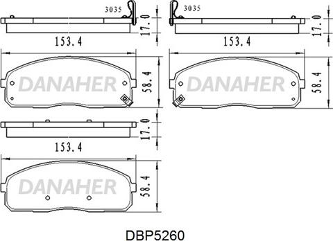 Danaher DBP5260 - Тормозные колодки, дисковые, комплект autospares.lv