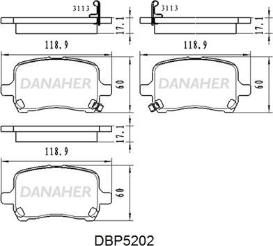 Danaher DBP5202 - Тормозные колодки, дисковые, комплект autospares.lv