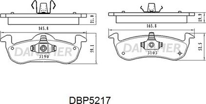 Danaher DBP5217 - Тормозные колодки, дисковые, комплект autospares.lv