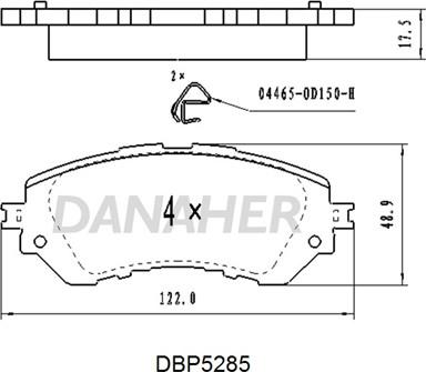 Danaher DBP5285 - Тормозные колодки, дисковые, комплект autospares.lv