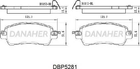 Danaher DBP5281 - Тормозные колодки, дисковые, комплект autospares.lv