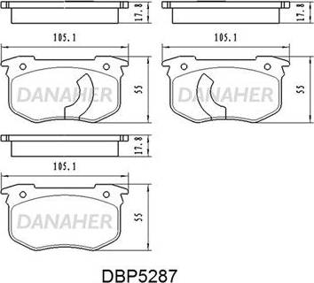 Danaher DBP5287 - Тормозные колодки, дисковые, комплект autospares.lv