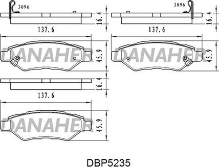 Danaher DBP5235 - Тормозные колодки, дисковые, комплект autospares.lv