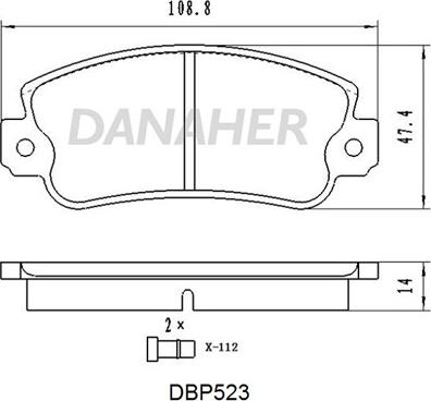 Danaher DBP523 - Тормозные колодки, дисковые, комплект autospares.lv