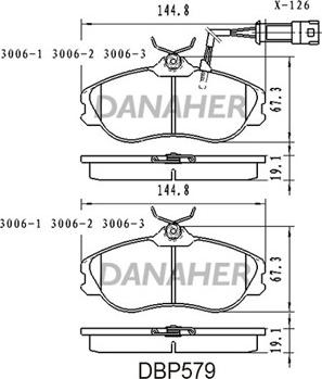Danaher DBP579 - Тормозные колодки, дисковые, комплект autospares.lv
