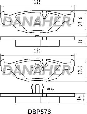 Danaher DBP576 - Тормозные колодки, дисковые, комплект autospares.lv