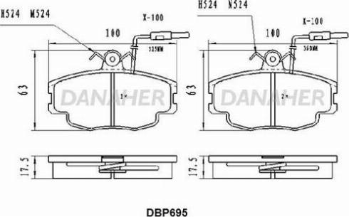 Danaher DBP695 - Тормозные колодки, дисковые, комплект autospares.lv