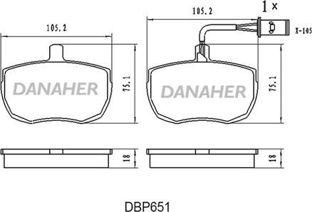 Danaher DBP651 - Тормозные колодки, дисковые, комплект autospares.lv