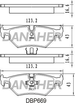 Danaher DBP669 - Тормозные колодки, дисковые, комплект autospares.lv