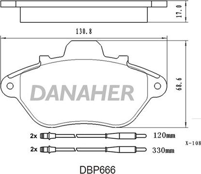 Danaher DBP666 - Тормозные колодки, дисковые, комплект autospares.lv