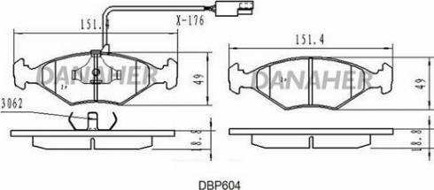 Danaher DBP604 - Тормозные колодки, дисковые, комплект autospares.lv