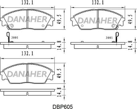 Danaher DBP605 - Тормозные колодки, дисковые, комплект autospares.lv