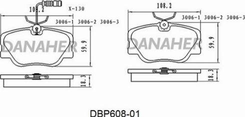 Danaher DBP608-01 - Тормозные колодки, дисковые, комплект autospares.lv